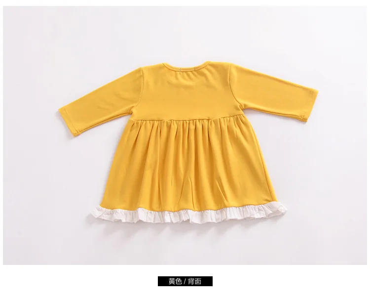 Mother nest 2018 Baby Long Sleeves Yellow Girls Dress Autumn Children Clothing Lace Cotton Toddler Dresses For Party Birthdays (31)