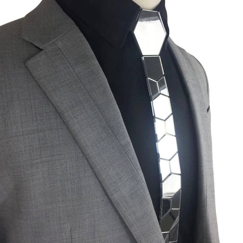 GEOMETIE ручной работы Серебряный Тощий шестиугольный галстук Соты Форма галстук для мужчин модные свадебные аксессуары модные украшения