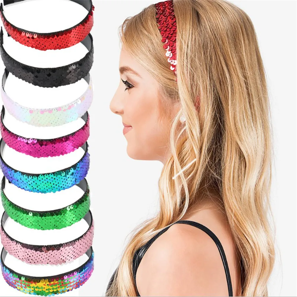 Women Headband Mermaid Paillette Bling Sequin Hairband Sequins Shining