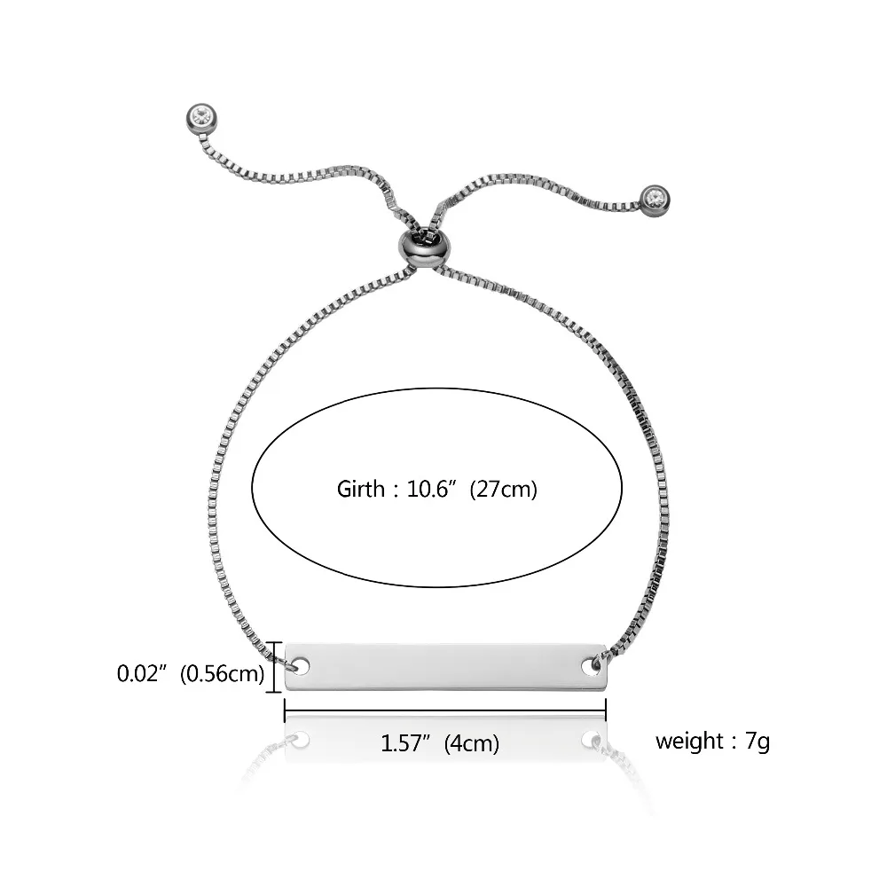 RINHOO, нержавеющая сталь, бар, персонализированный, на заказ, браслет для женщин, ювелирное изделие, двухстороннее, выгравировано имя, буквы, слово, манжета, браслет, цепочка