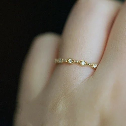 

Double Fair Little Simple Zircon Thin Rings For Woman Girls Party Gift Elegant Rose Gold Bridal Midi Finger Jewelry KCR112