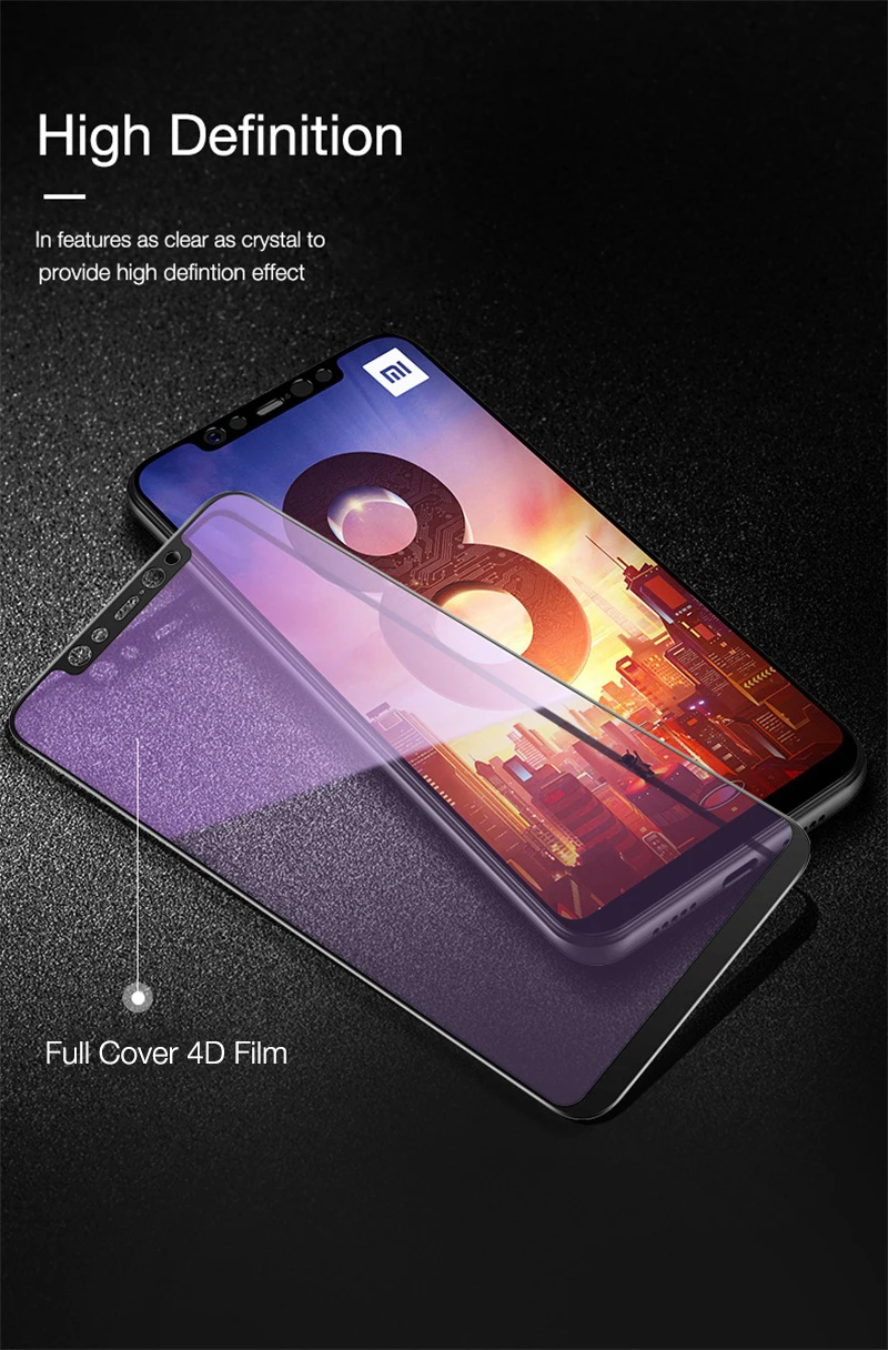 CAFELE Защита экрана для Xiaomi mi 8 mi 8 закаленное стекло 4D Edge HD прозрачное полное покрытие защитное стекло