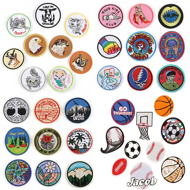 

5PCS /Lot Embroidered Badge Chapter Cloth with Soccer Basketball Patch Garment Accessories Applique Diy Patch Back Glue Patches