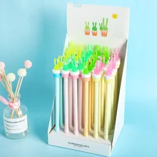 36 шт./упак. 0,5 мм черные чернила креативный мультфильм кролик гелевая ручка с кактусами/студенческие призы продвижение подарки для школы и офиса роллербол чернильное перо