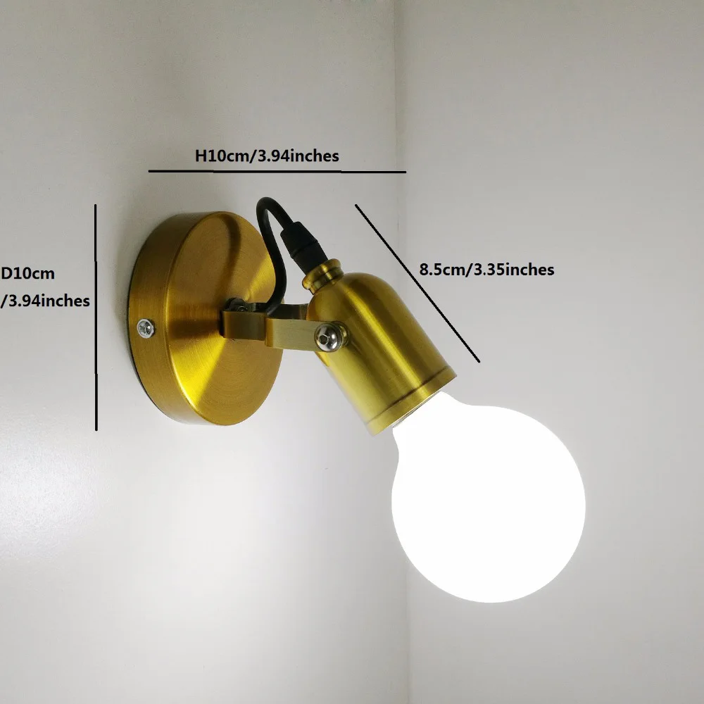 Vintage Gold Wall Lamp Bedroom Loft Adjustable Wall sconce Bedside Wall Light Ceramic Lamp Holder Industrial Wall Mount Light (23)