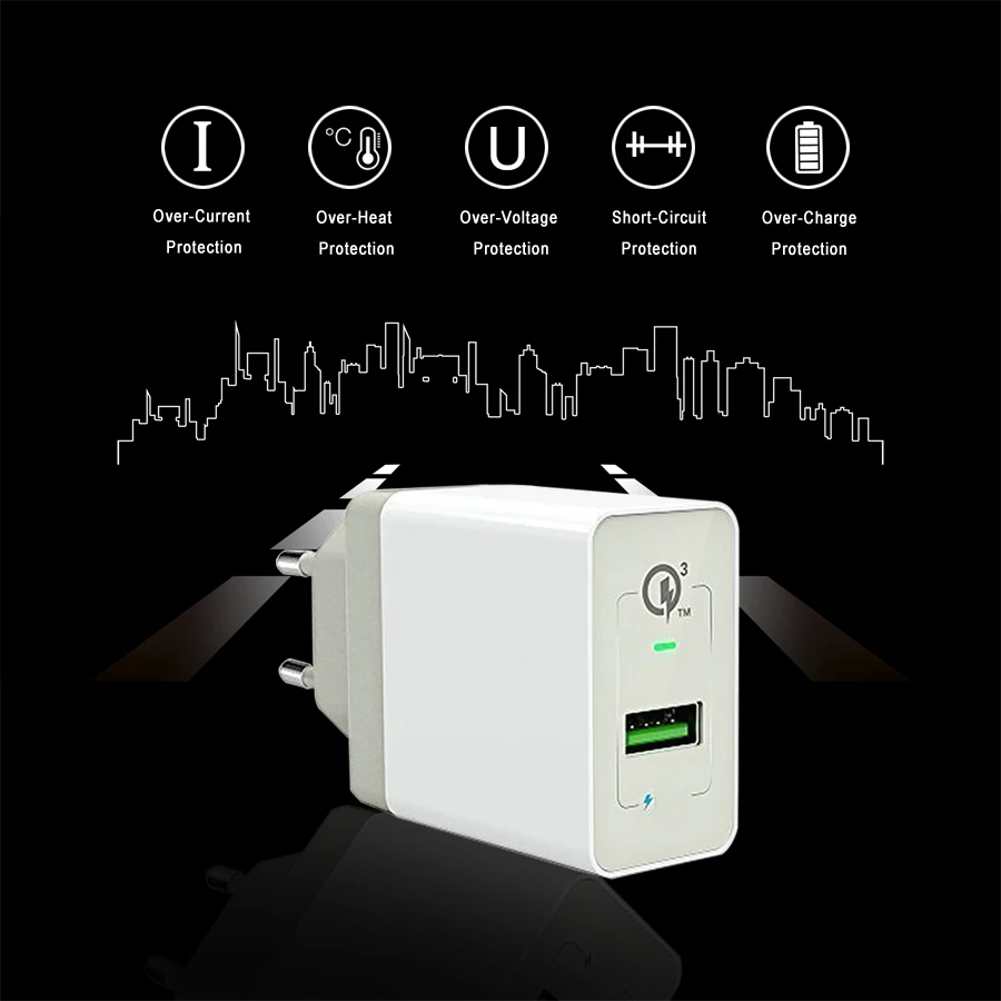 SUMPK USB Quick Charge 3 0 18W Dual USB Phone Charger For iPhone X Fast Charger 4