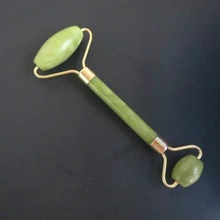 Двойной зеленый нефритовый роликовый лицевой ролик массажер для лица для похудения лица Подтяжка шеи masajeador массаж лица камень красота забота о здоровье