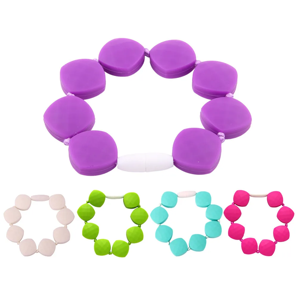 Baby Diamond Square Bead Bracelet Teether Baby Teething Toy Care For Baby Teeth Health for baby