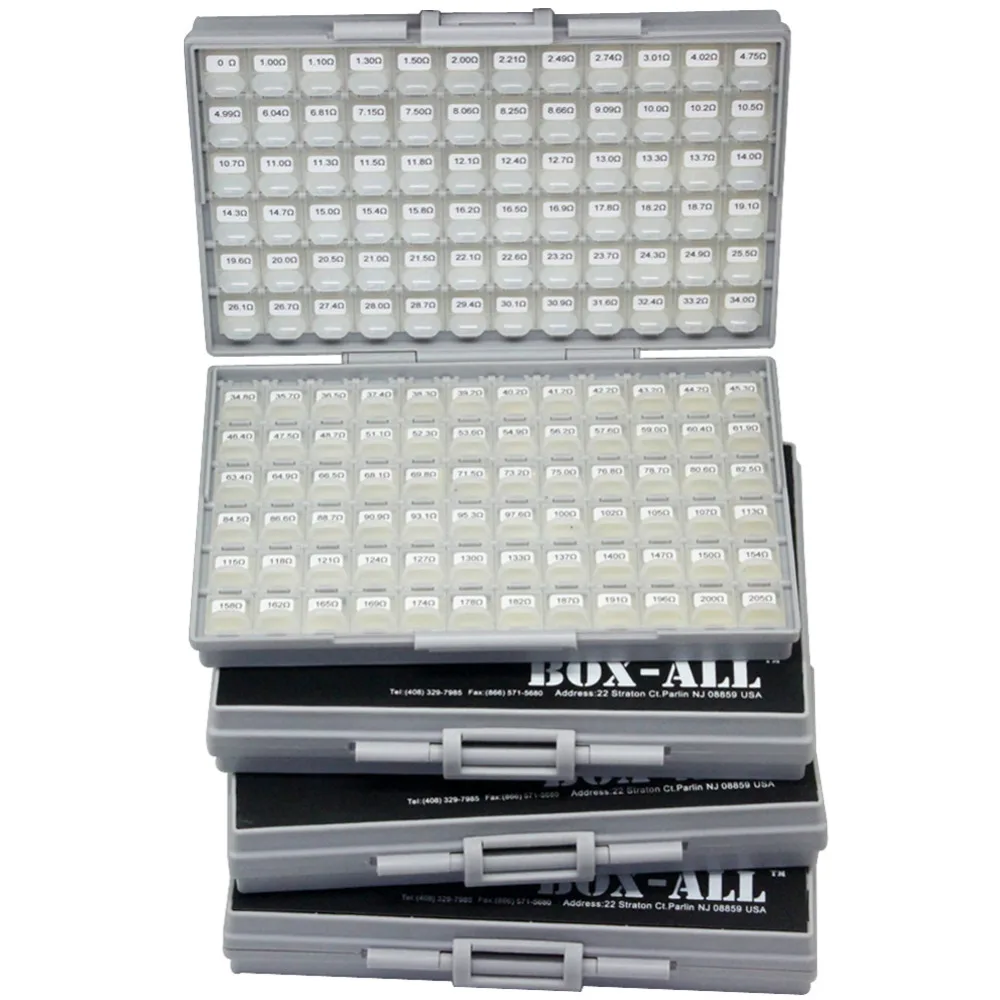 AideTek SMD 칩 저항기, 0402 사이즈 E96 시리즈 491 값 x 100 개, 1% RoHS 모듬 플라스틱 부품 박스 라벨, R04E96100