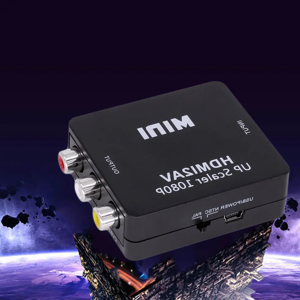 

5PCS Black Mini 1080P HDMI to RCA Audio Video AV CVBS Adapter Converter For HDTV