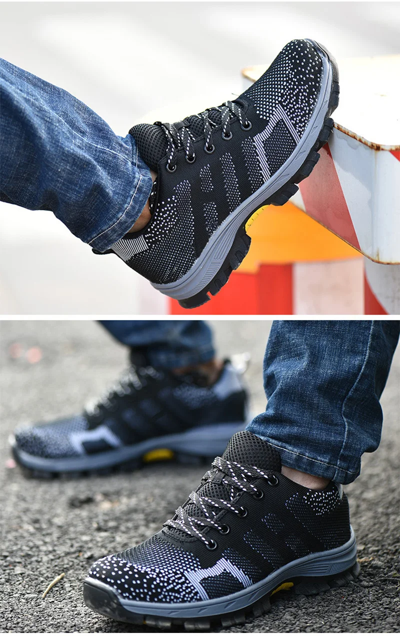 Men's Breathable Steel Toe Cap Safety Shoes Men High Quality Outdoor Antislip Steel Puncture Proof Construction Boots Work Shoes (11)