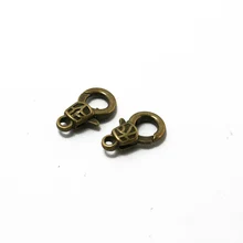 Produção de joias para colar diy, fecho de lagosta de flores vintage de bronze antigo 10 peças 9*17mm acessórios pulseira