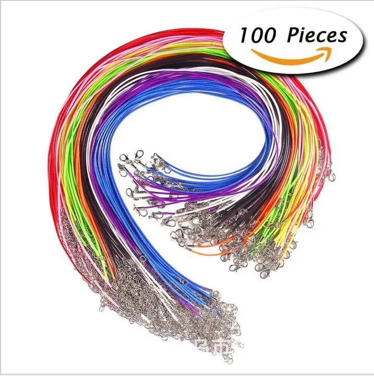 

Necklace rope wholesale 1.5 Korean wax line color rope necklace pendant pendant leather rope necklace rope 50pcs