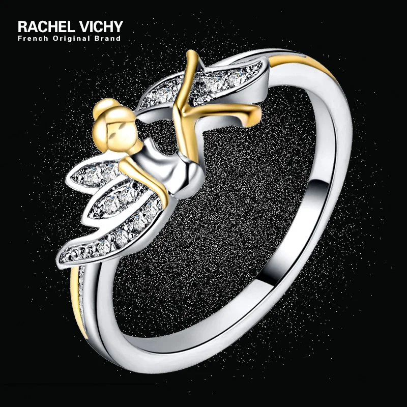 

Lovely Butterfly Angel Wings Ring Micro Pave Zircon Gold-Color Fairy Rings For Women Fashion Jewelry Bague Femme Gifts B2117