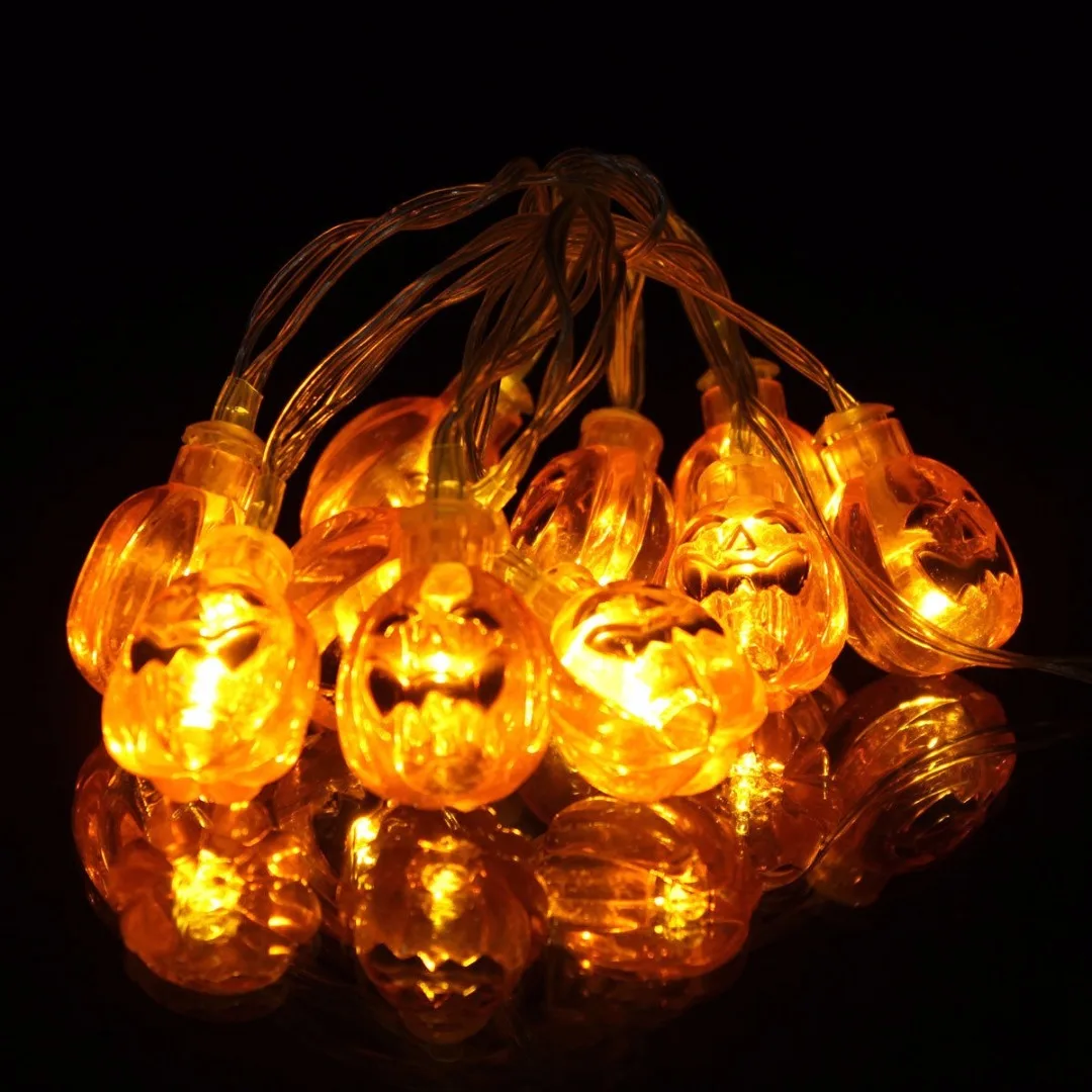 Newest  Novel 10 Pumpkin Heads Halloween Lights String Lantern Hanging Home Garden Decoration