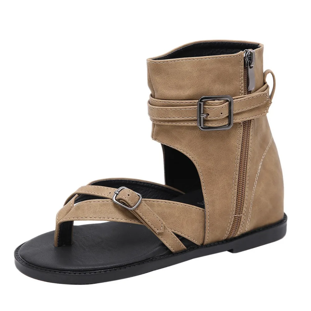 2019 women's sexy sandals belt buckle clip toe high to help slope with Roman ladies platform sandals gladiator sandals 40J2 (3)