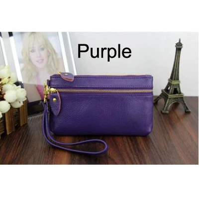 Purple Жар-птица, натуральная кожа, Женский кошелек, кошельки, короткий кошелек для монет, карамельный цвет, Женский держатель для карт, кошелек с двойной молнией - Цвет: Purple