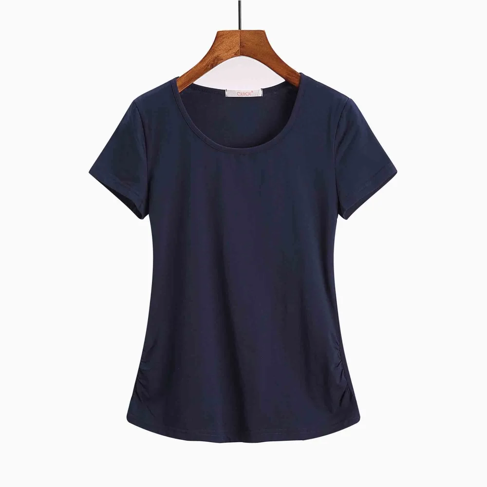 

Cotton T Shirt Women Tops Tees Short Sleeve Fashion Casual T-shirt New Arrival Printed Summer O-neck Solid Regular Broadcloth