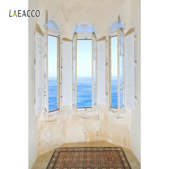

Laeacco Window View Sea Photography Backgrounds Customized Baby Nature Photocall Scenes Photographic Backdrops For Photo Studio