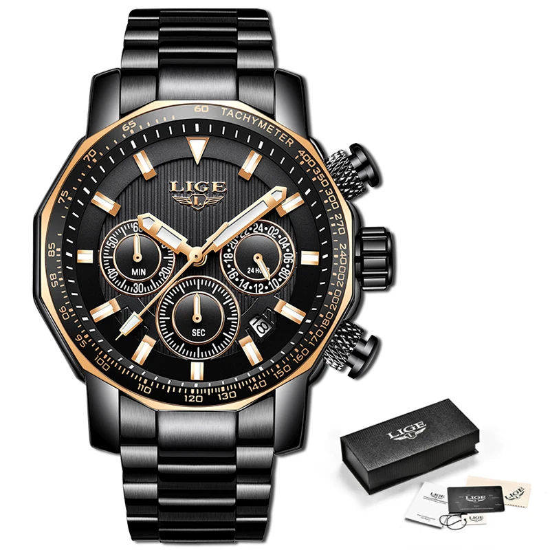 2019 New LIGE Mens Watches Top Brand Luxury Men's Waterproof Military Sports Watch Men All Steel Quartz Clock Relogio Masculino