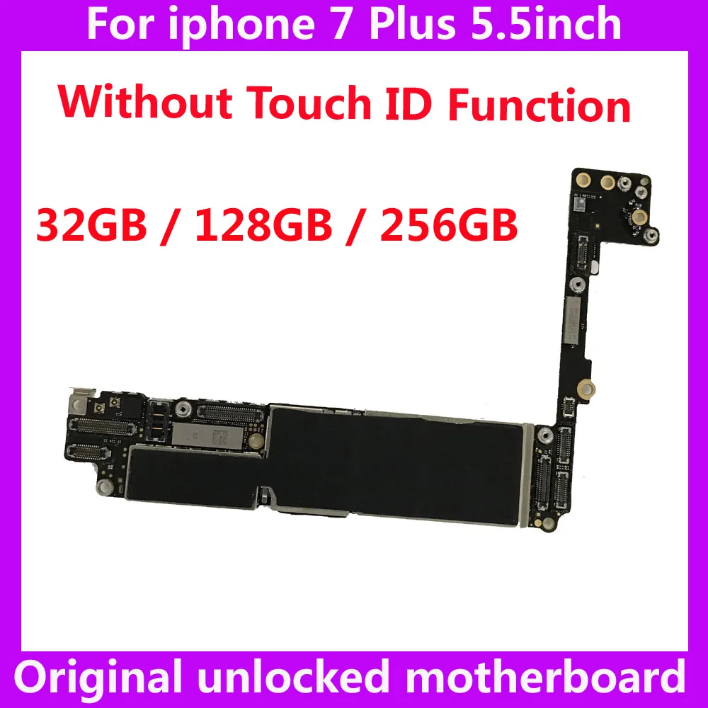 

For iphone 7 plus 7Plus original motherboard without touch ID 32GB 128GB 256GB factory unlocked IOS system logic board mainboard