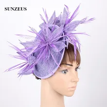 Перо Свадебные цветы шапка для Люкс Для женщин льняные Fascinators Шапки с Шпильки cappellino cerimonia SH87