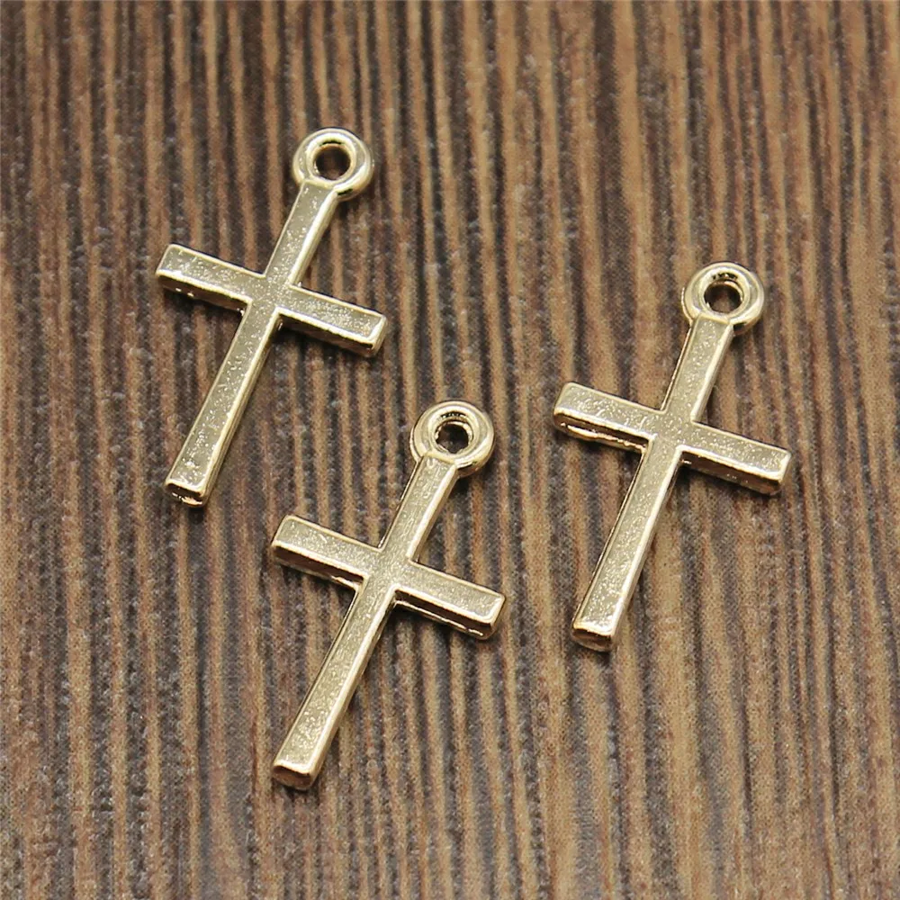 WYSIWYG 50pcs/lot 10x18mm Cross Charms Pendant For Jewelry Making 2 Colors Alloy Charms