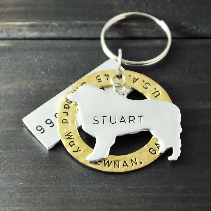 

Newfoundland Dog Tag, Personalized Dog Tag, Hand Stamped Pet ID Tag, Customized pet jewelry, Engraved Dog Jewelry