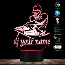 Disco DJ – lampe de Table créative à LED, plateau tournant, personnalisé avec votre nom, éclairage décoratif de fête en Club de musique