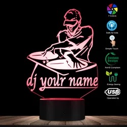 Disco DJ – lampe de Table créative à LED, plateau tournant, personnalisé avec votre nom, éclairage décoratif de fête en Club de musique 