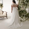 Élégant Plus La Taille Robes de Mariée V-neck Cap Manches Robe de Mariage 2022 Balayage Train Appliqued Dos Ouvert En Mousseline de Soie Robe de Mariée ► Photo 2/6