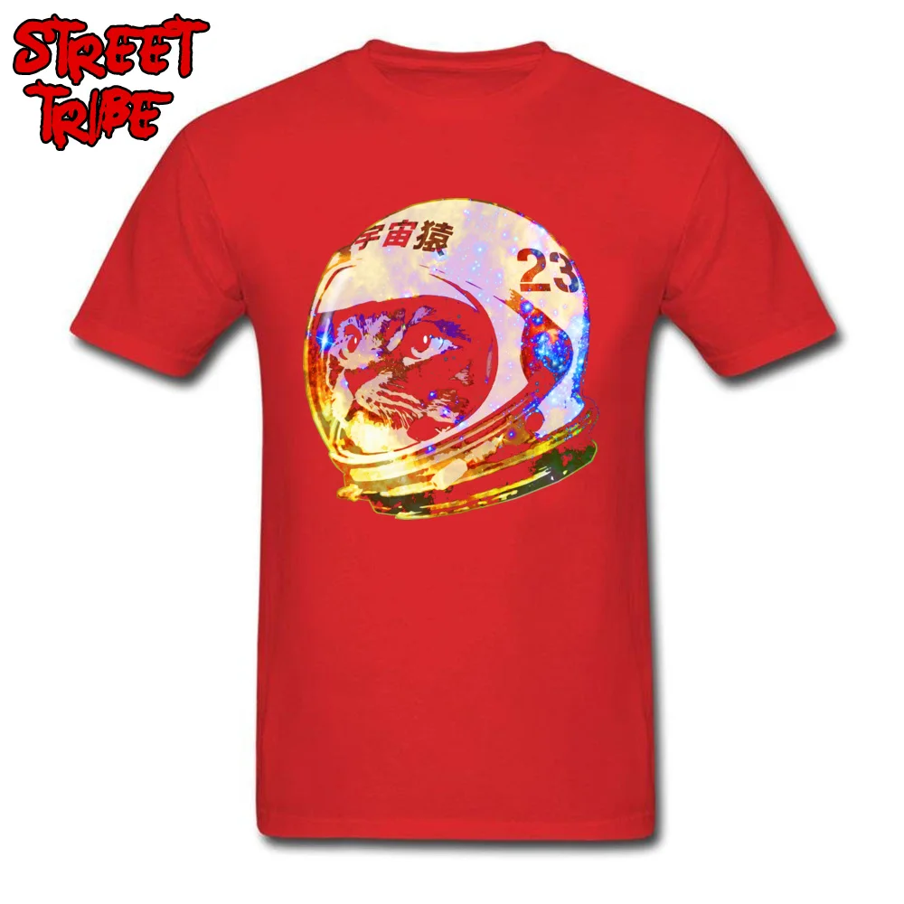 Street 2018 Hot Sale Short Sleeve Printed On T-shirts Cotton O-Neck Men Tees Custom T Shirts Summer/Autumn Wholesale Astronaut Space Cat deep galaxy version red
