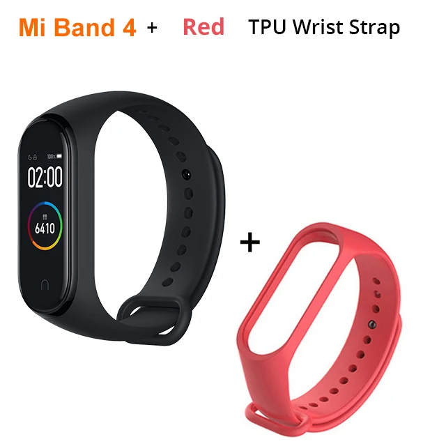 Xiaomi Mi Band 4, умный браслет, miband 4, браслет, пульсометр, фитнес, 135 мА/ч, цветной экран, Bluetooth 5,0, xiaomi mi band - Цвет: With red