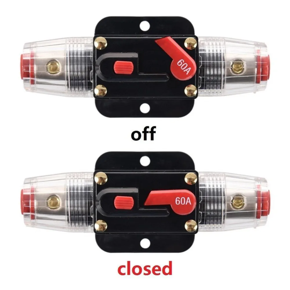 Автомобиль автомобили DC 12 В 60 ампер аудио стерео автоматический выключатель ручной сброс замена предохранителей держатель для защиты системы