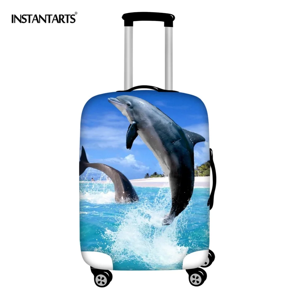 INSTANTARTS 3D Дельфин печати Дорожный Чехол для чемодана относится к 18-30 дюймов на молнии водонепроницаемый спандекс чемодан защитные чехлы