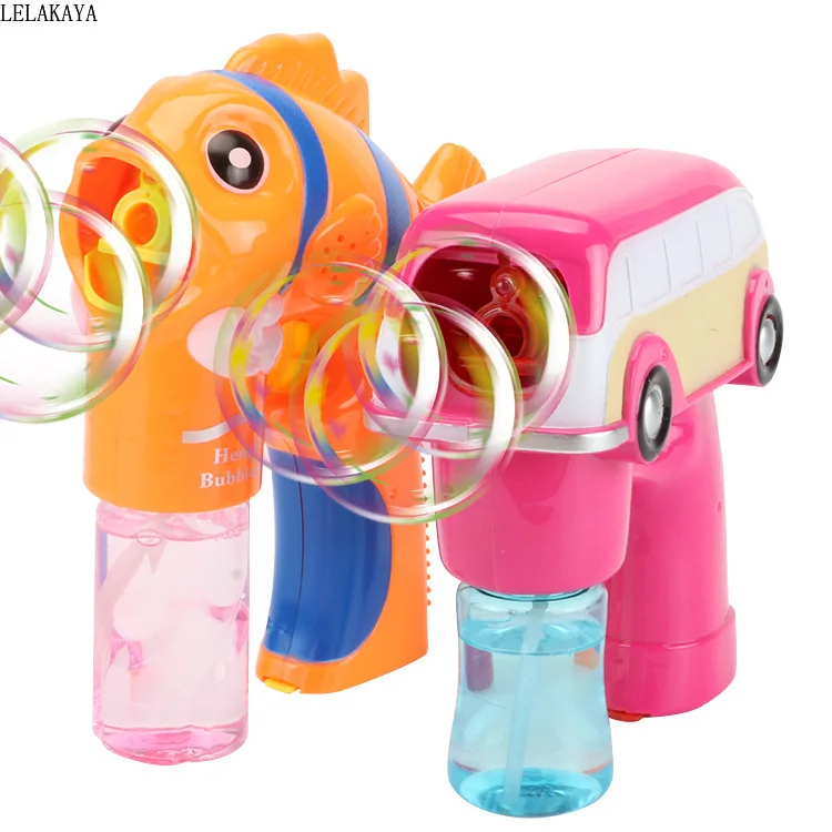 

Cartoon Fish Bus Shape Kids Lovely Bubbles Gun Baby Outdoor Fun Sports Electric Bubble Machine Plastic Light Music Gift Toys