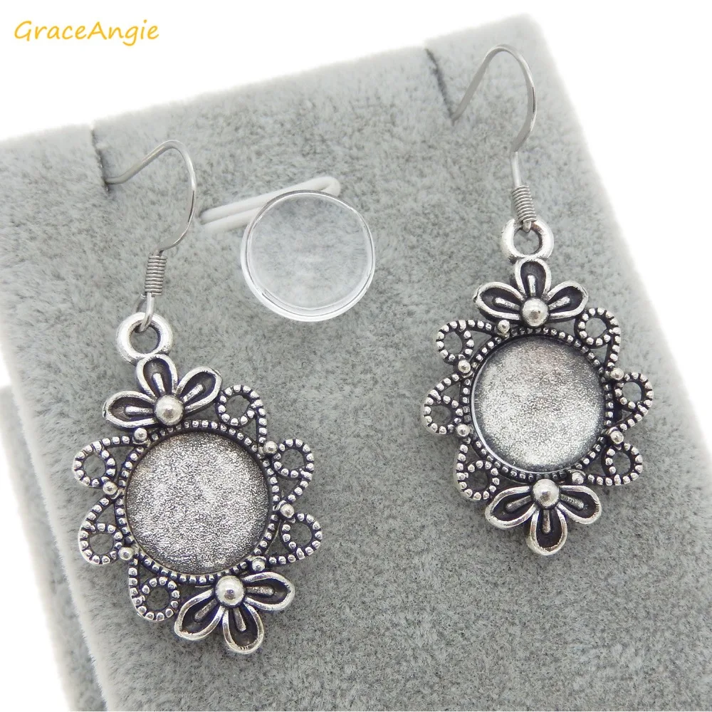 GraceAngie 5 парт/лот Сделай Сам цинковый сплав антикварная серебряная основа серьги
