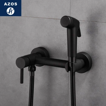 

Azos Bidet Faucet Pressurized Sprinkler Head Brass Black Cold and Hot Switch Single Function Washing Machine Pet Bath Toilet Rou