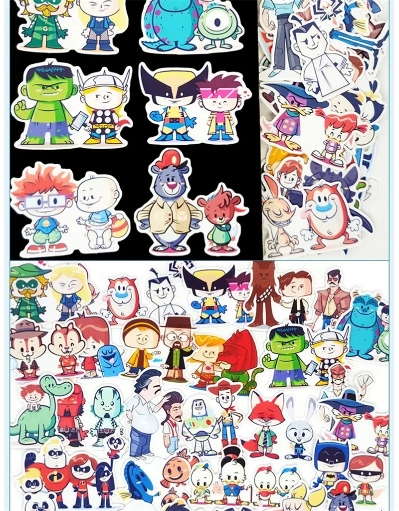 32 шт. artoon character sticker s для багажа ноутбука скейтборда велосипеда мотоцикла Стильные наклейки Модные крутые водонепроницаемые наклейки