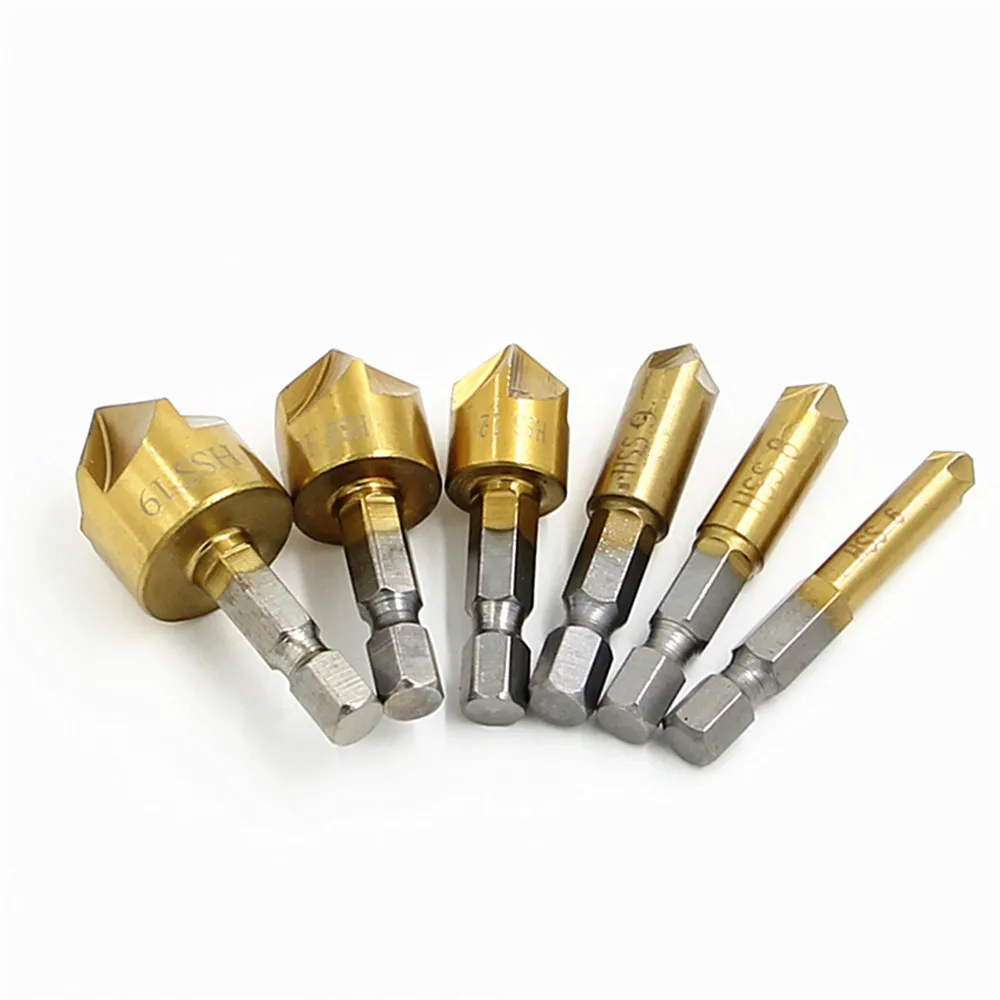 Julydream 6PC 82 Degree Countersink Drill Bit Set Counter Woodworking