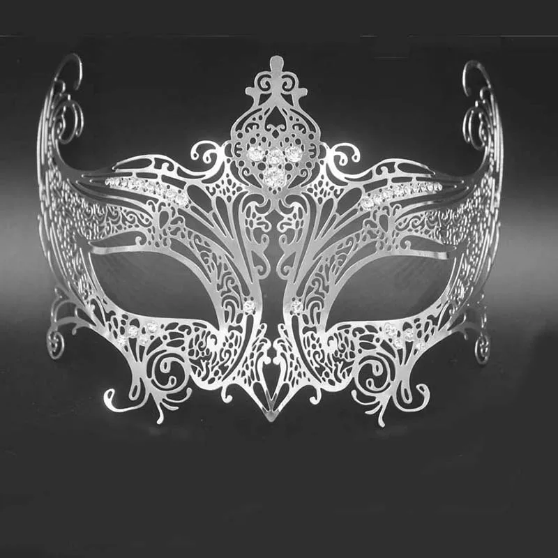 Роскошная Серебряная Золотая металлическая филигрань, венецианская Маскарадная маска с лазерной огранкой и черепом, Свадебные Вечерние Маски - Цвет: 21