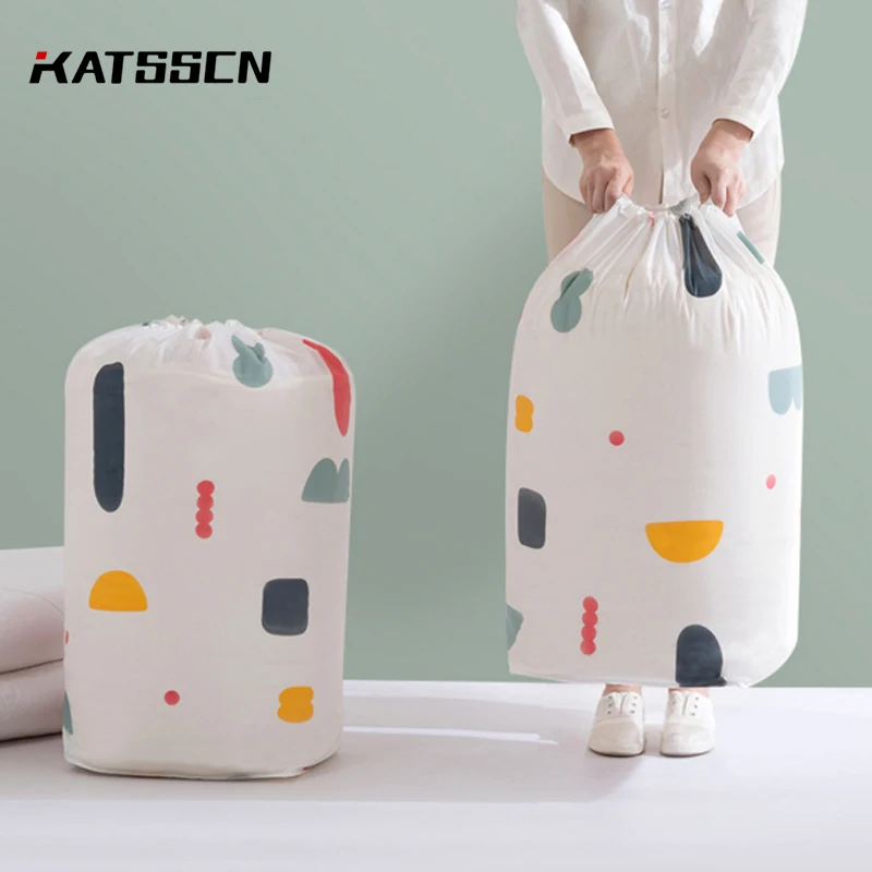 

Quilt Storage Bag Round PEVA Moisture-proof Clothes Household Debris Sorting Bag Wear-resistant Reusable Waterproof Duffel Bag