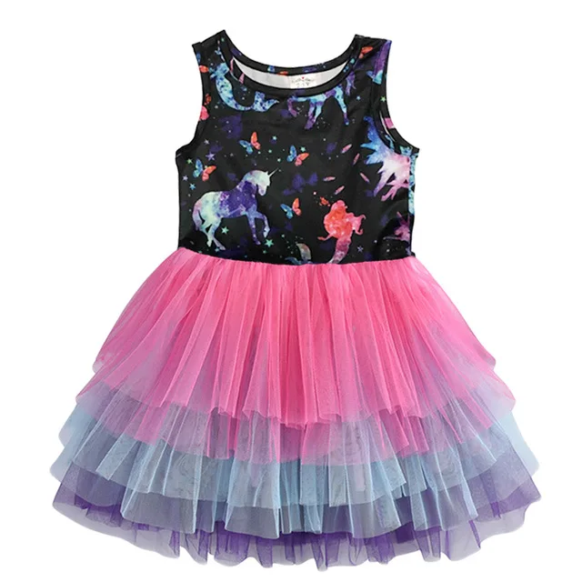 Kids Sleeveless Lace Drsses for Girls Party Dress Unicorn Embroidery Birthday Tutu Dresses Children Casual Wear Summer Vestidos cocktail dresses Dresses