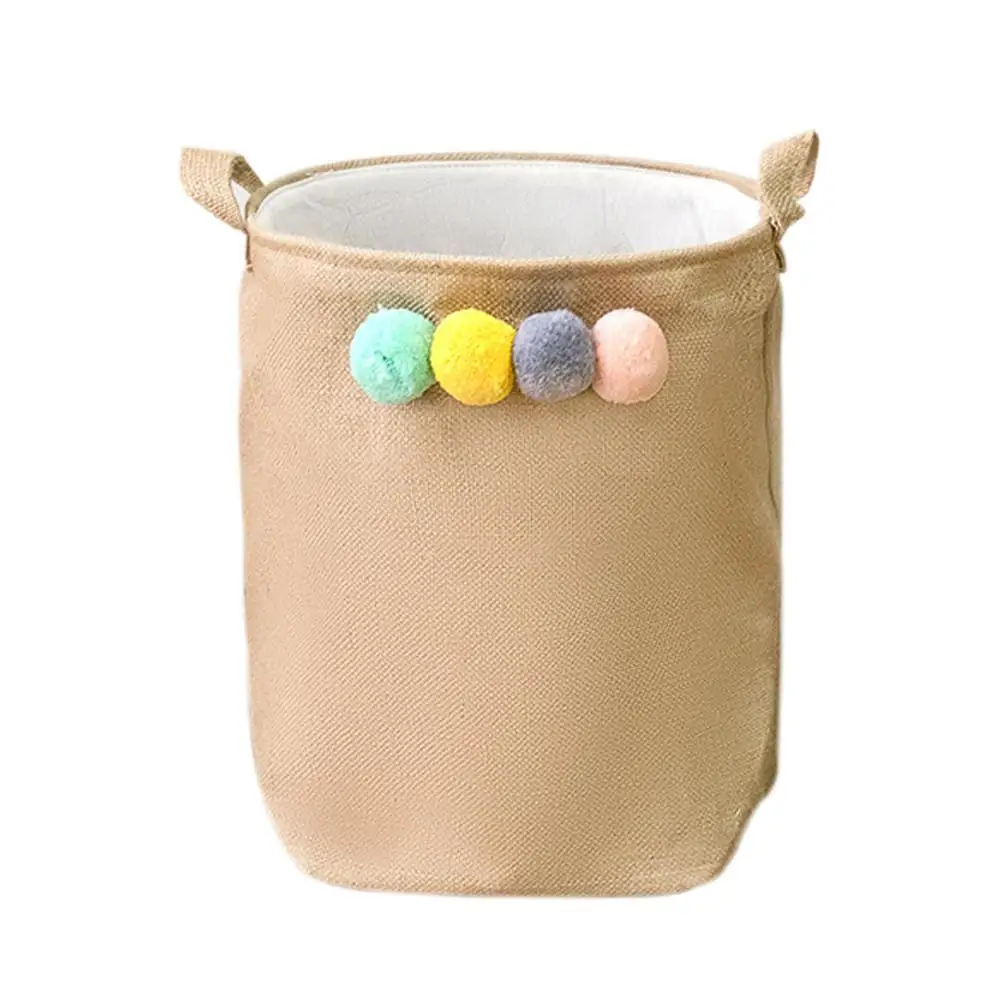 Плюшевый шар, хлопковое ведро для белья, складное баундри, корзина для игрушек в спальню, домашний и Домашний Органайзер, товары для дома - Цвет: Pink L