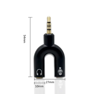 50PCS U Type Adapter Dual 3 5 MM Headphone Plug Audio Cables Splitter Microphone 2 in 1 Swivel Connector For Xiaomi etc