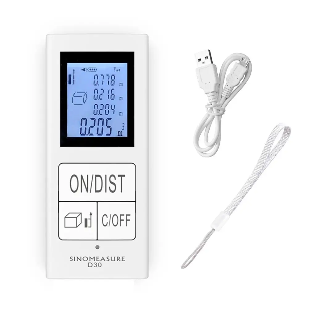 

Mini 30m USB Rechargeable Infrared Range Finder Pocket Handheld IR Electronic Ruler Backlit LCD Pythagorean Mode Measure