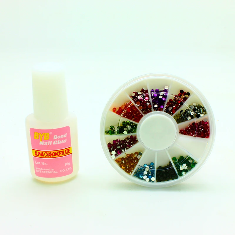 12colors 3D Nail Art rhinestone Decoration Wheel UV Gel Polish Acrylic