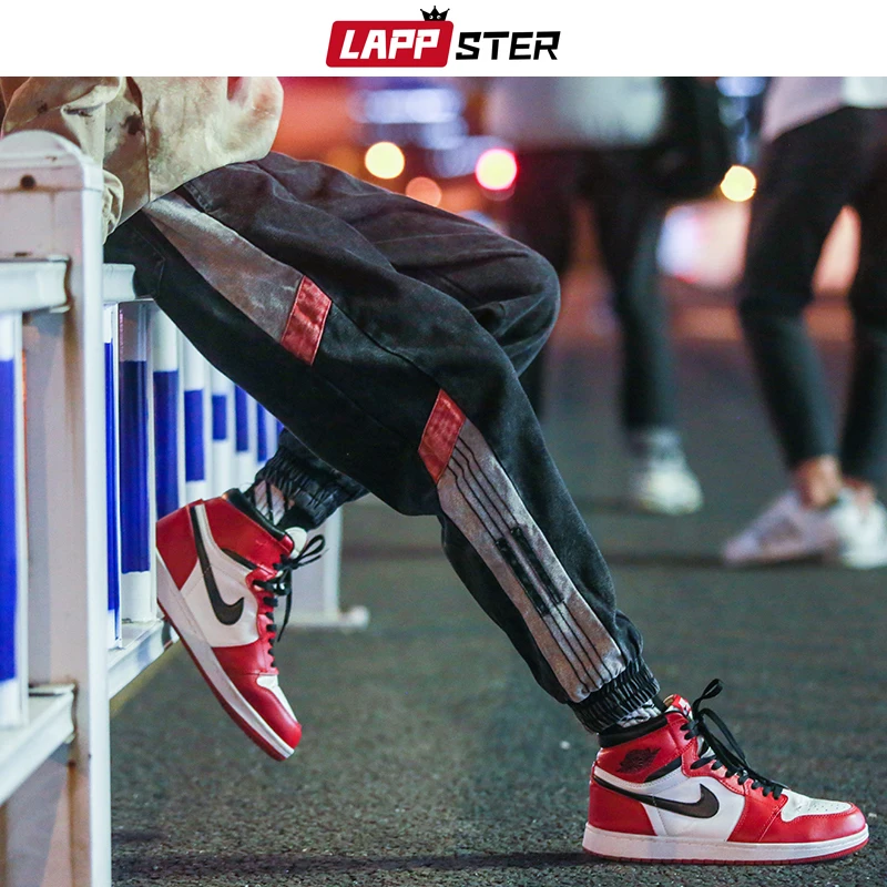 

LAPPSTER Men Streetwear Joggers Pants 2019 Hip Hop Cargo Pants Mens Fashions Overalls Color Block Black Sweatpants Plus Size