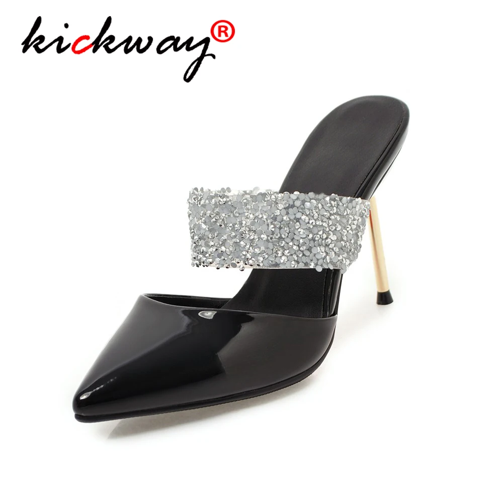 

Woman shoes Flip Flops Women Pointed Toe slipper women Slipper Ladies crystal Thin high heels summer Slippers Plus Size 34-43