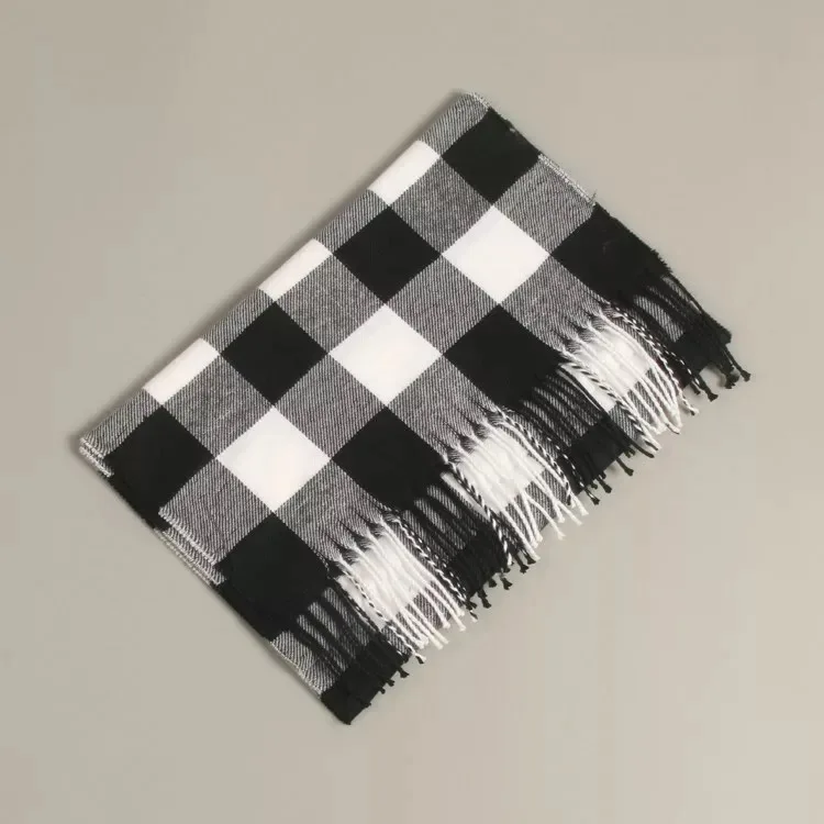 TG-422 white black Осенне-зимний детский шарф, британский клетчатый высококачественный теплый мягкий шарф из искусственного кашемира, модный шарф для мальчиков и девочек - Цвет: TG-422 white black
